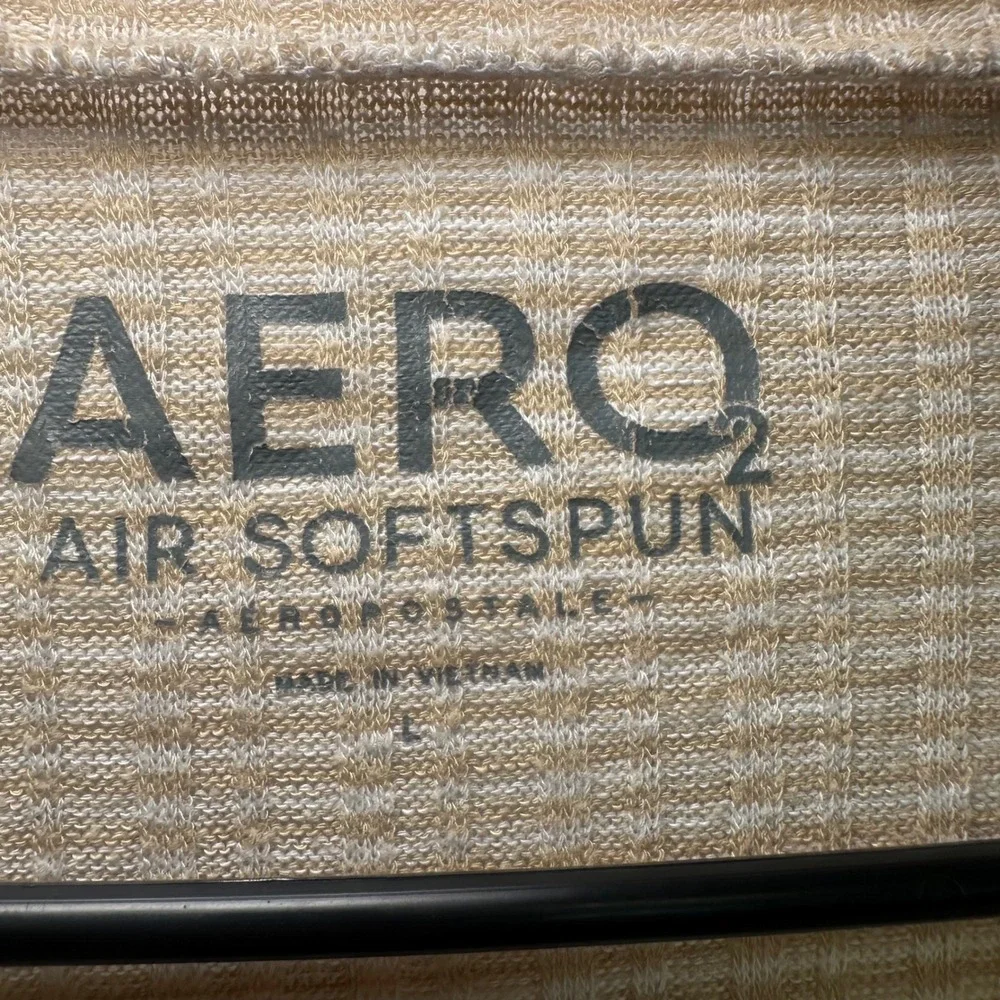 AERO AIRSTRENGTH RIBBED LONG SLEEVE‎ CROP TOP EARTHY NEUTRAL SIZE L